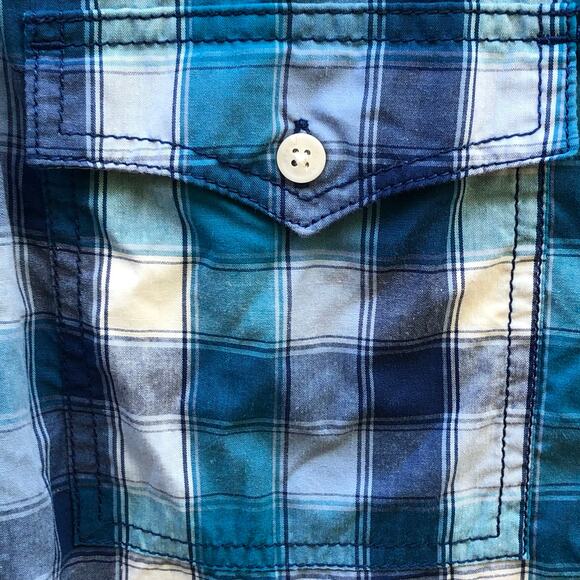 Urban Pipeline Blue Plaid Long Sleeve Button Down Shirt Medium - Picture 3 of 7